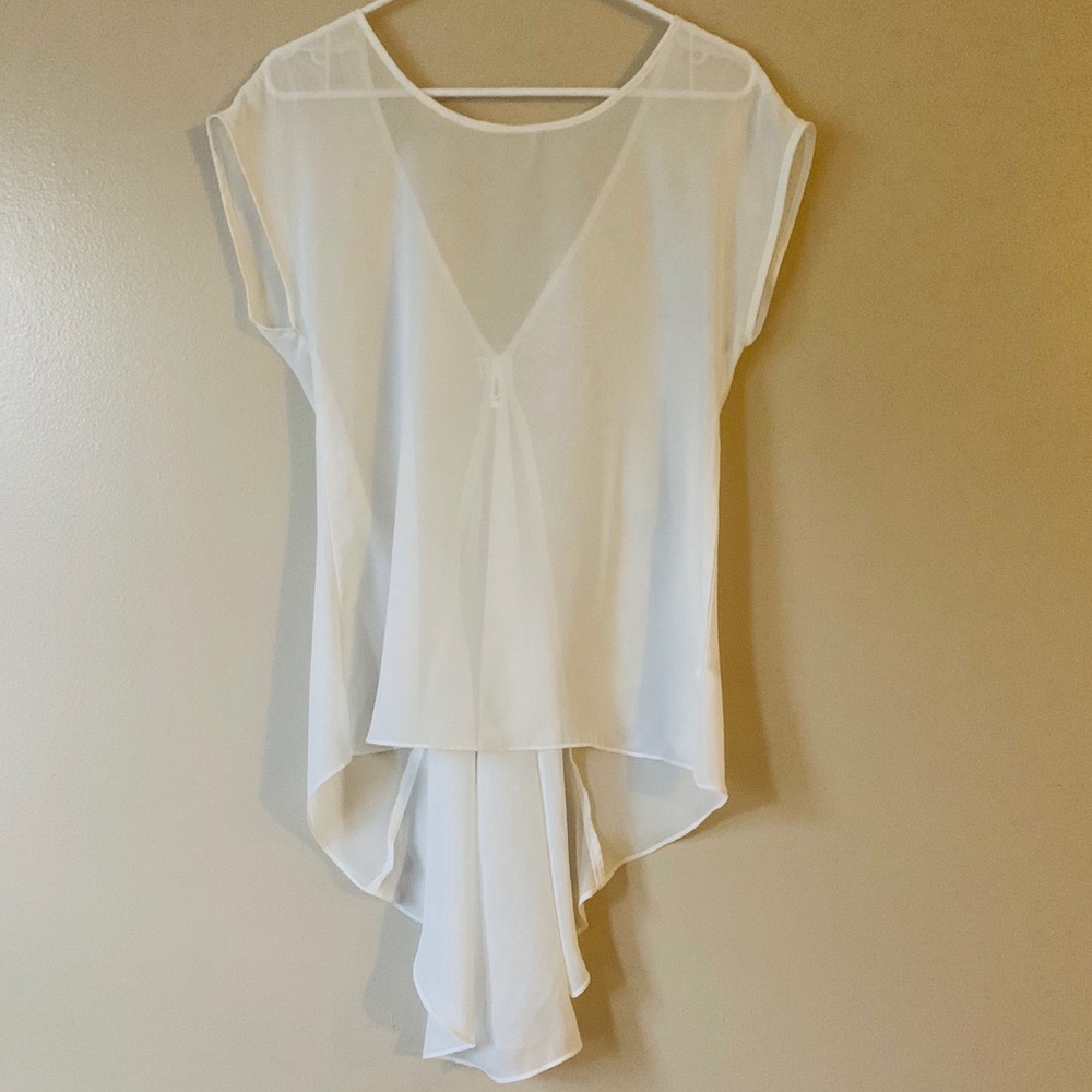White short sleeved transparent dress shirt.